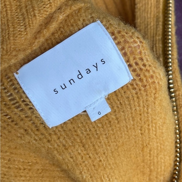 WE ARE SUNDAYS Half Zip Knit Wool Sweater Mock Turtleneck Pearl Accent - Picture 2 of 7